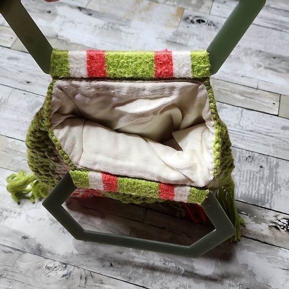 Vintage macrame watermelon hard handle wrist bag - Picture 4 of 6